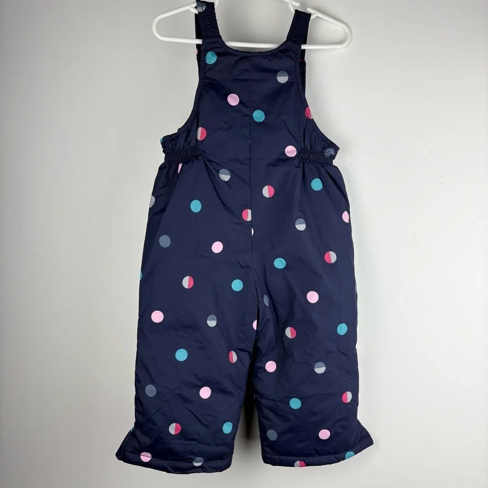 New Gymboree Girl Baby Toddler Snow Overalls Bib 12 - 18 Months Navy Polka Dot